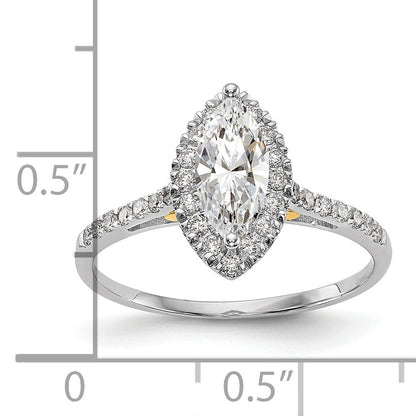 1.00ct. CZ Solid Real 14ktt Marquise Halo Engagement Ring