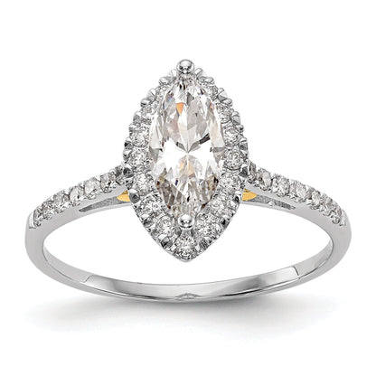 1.00ct. CZ Solid Real 14ktt Marquise Halo Engagement Ring