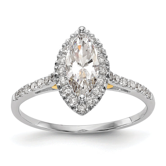 1.00ct. CZ Solid Real 14ktt Marquise Halo Engagement Ring