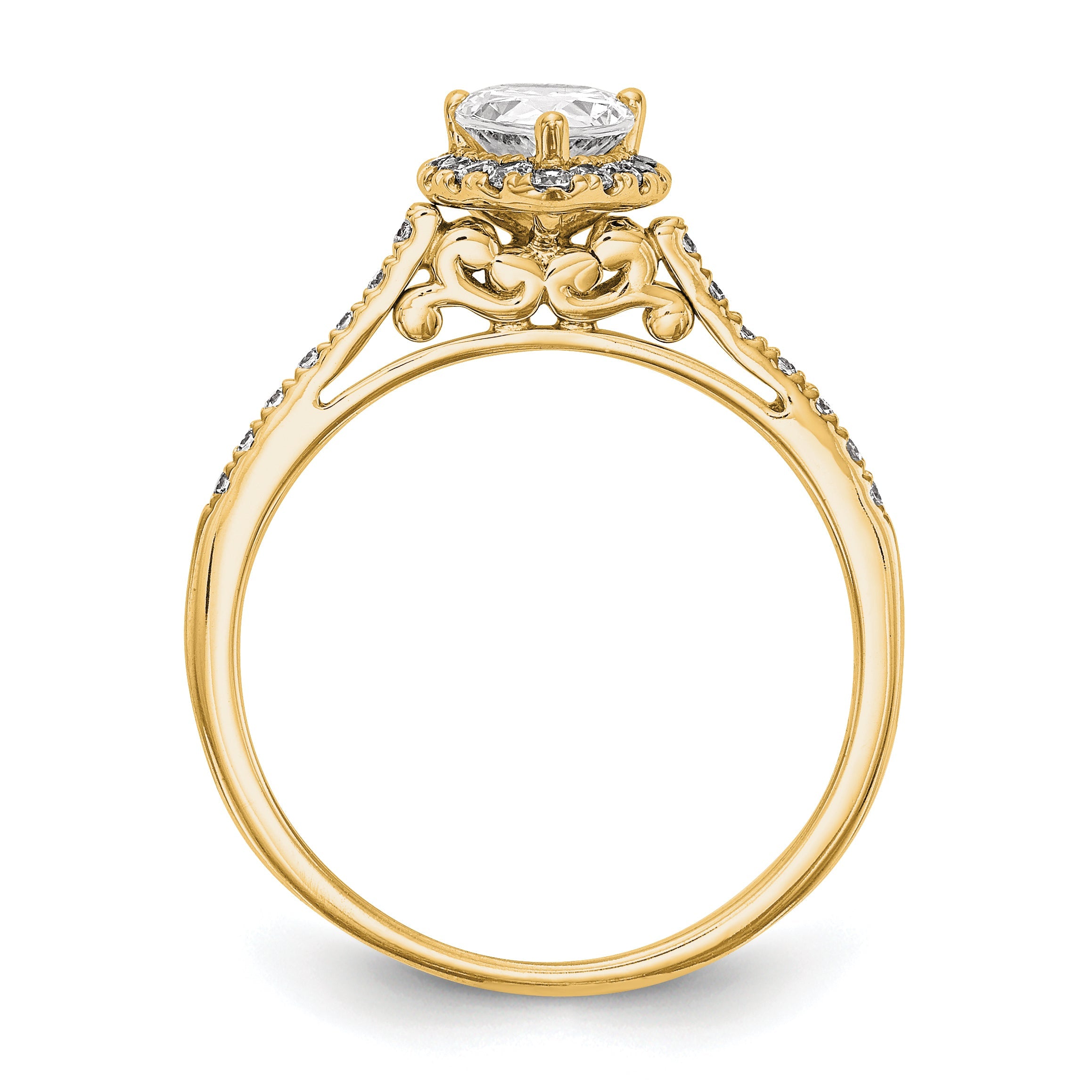 2.00ct. CZ Solid Real 14ktt Pear Halo Engagement Ring