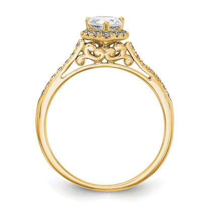 2.00ct. CZ Solid Real 14ktt Pear Halo Engagement Ring