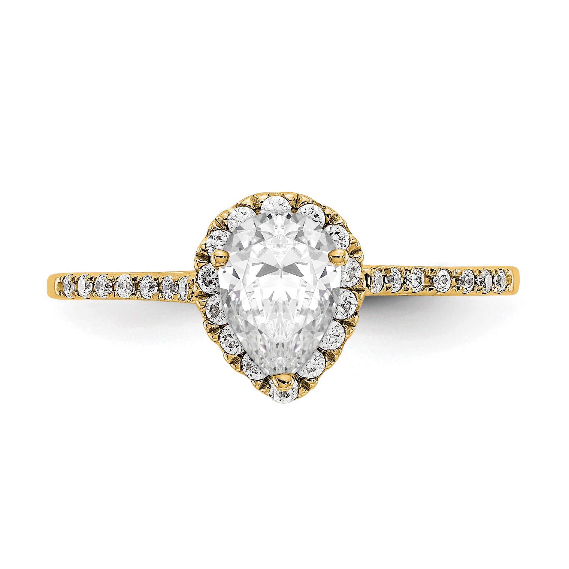 2.00ct. CZ Solid Real 14ktt Pear Halo Engagement Ring