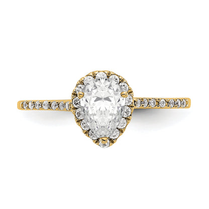 2.00ct. CZ Solid Real 14ktt Pear Halo Engagement Ring