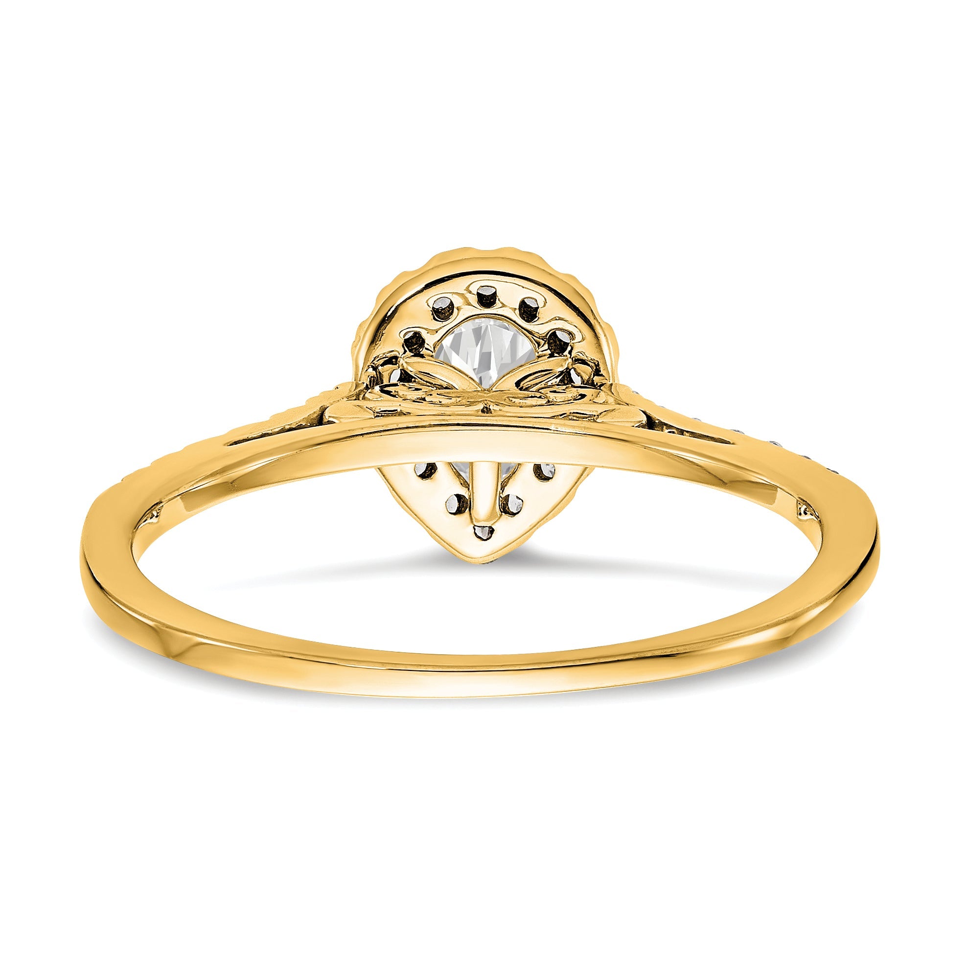 2.00ct. CZ Solid Real 14ktt Pear Halo Engagement Ring