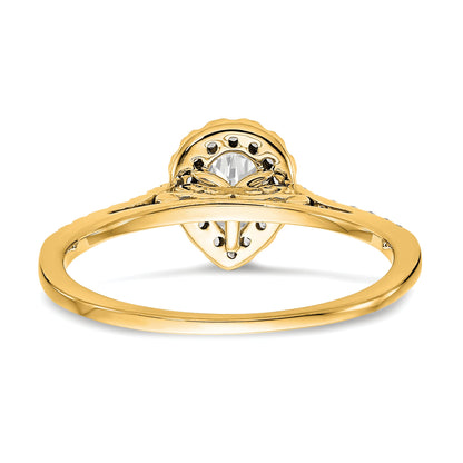 2.00ct. CZ Solid Real 14ktt Pear Halo Engagement Ring