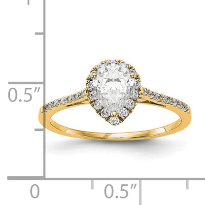 2.00ct. CZ Solid Real 14ktt Pear Halo Engagement Ring