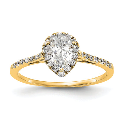 2.00ct. CZ Solid Real 14ktt Pear Halo Engagement Ring