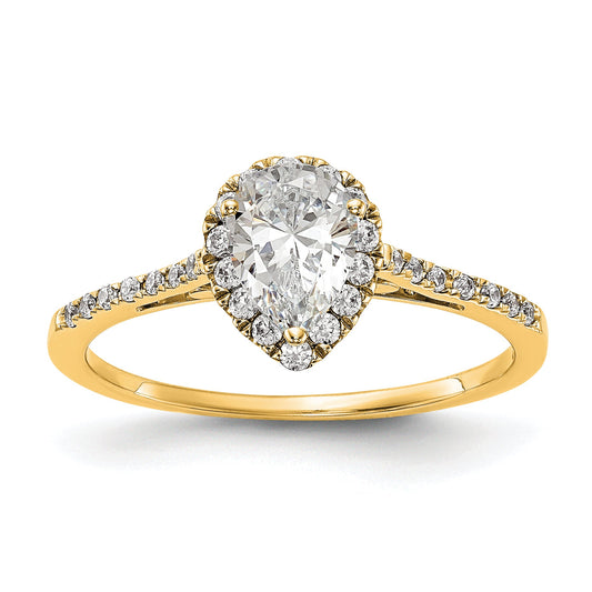 2.00ct. CZ Solid Real 14ktt Pear Halo Engagement Ring