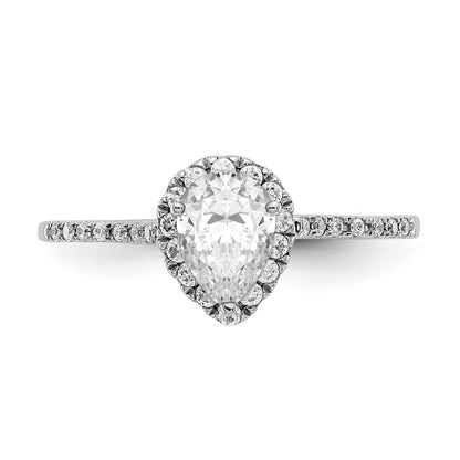 0.50ct. CZ Solid Real 14ktt Pear Halo Engagement Ring