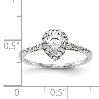 1.50ct. CZ Solid Real 14ktt Pear Halo Engagement Ring