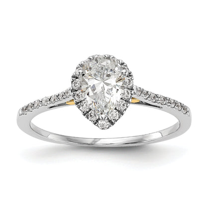 0.50ct. CZ Solid Real 14ktt Pear Halo Engagement Ring
