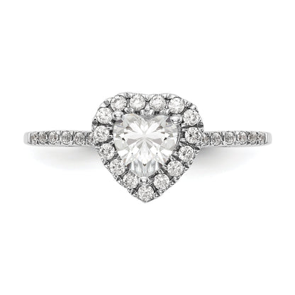 0.25ct. CZ Solid Real 14K White Gold Heart Halo Engagement Ring
