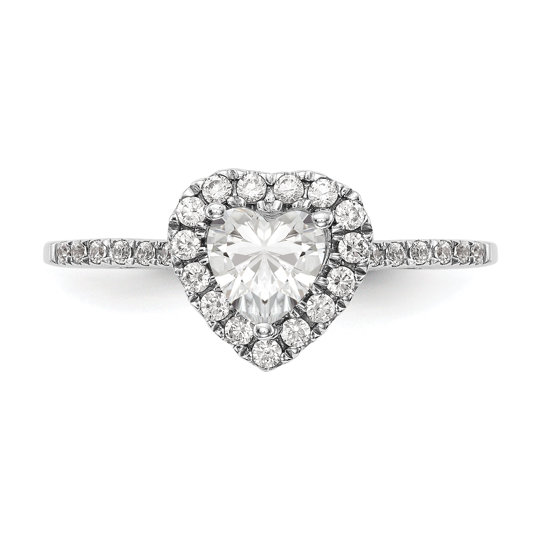 1.50ct. CZ Solid Real 14K White Gold Heart Halo Engagement Ring
