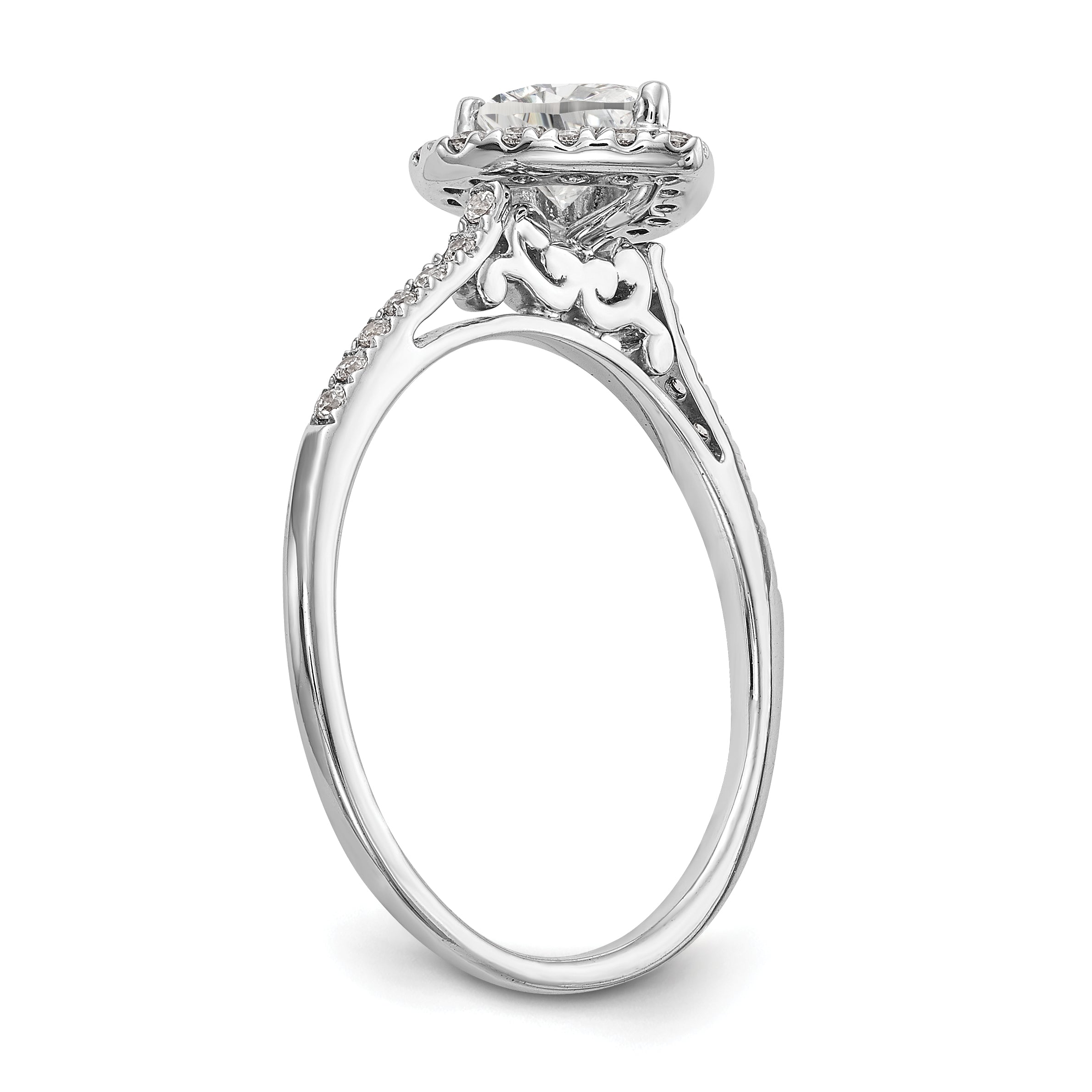 0.25ct. CZ Solid Real 14K White Gold Heart Halo Engagement Ring