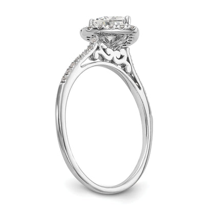 0.50ct. CZ Solid Real 14K White Gold Heart Halo Engagement Ring