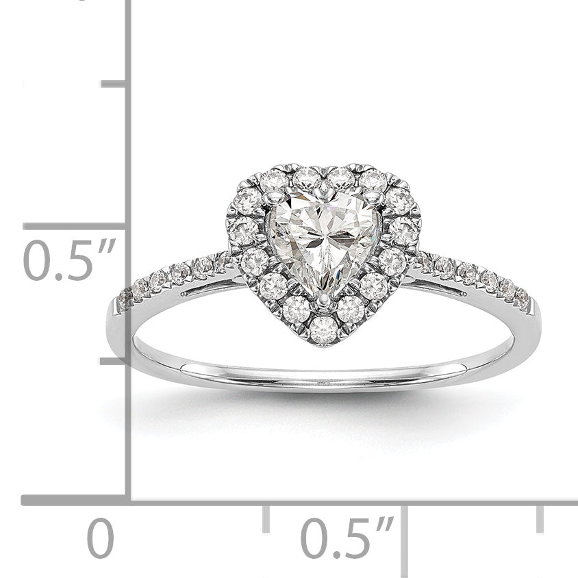 1.00ct. CZ Solid Real 14k Rose Heart Halo Engagement Ring