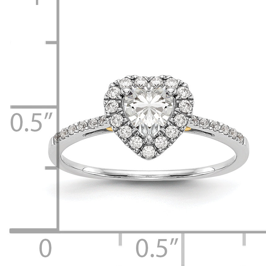 0.25ct. CZ Solid Real 14ktt Heart Halo Engagement Ring