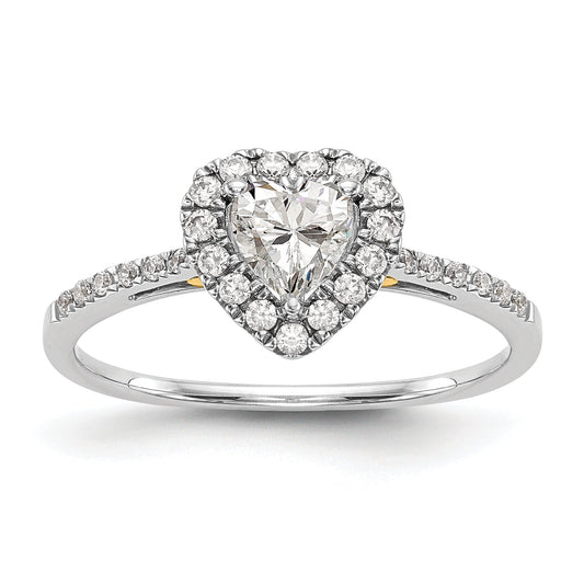 1.50ct. CZ Solid Real 14ktt Heart Halo Engagement Ring