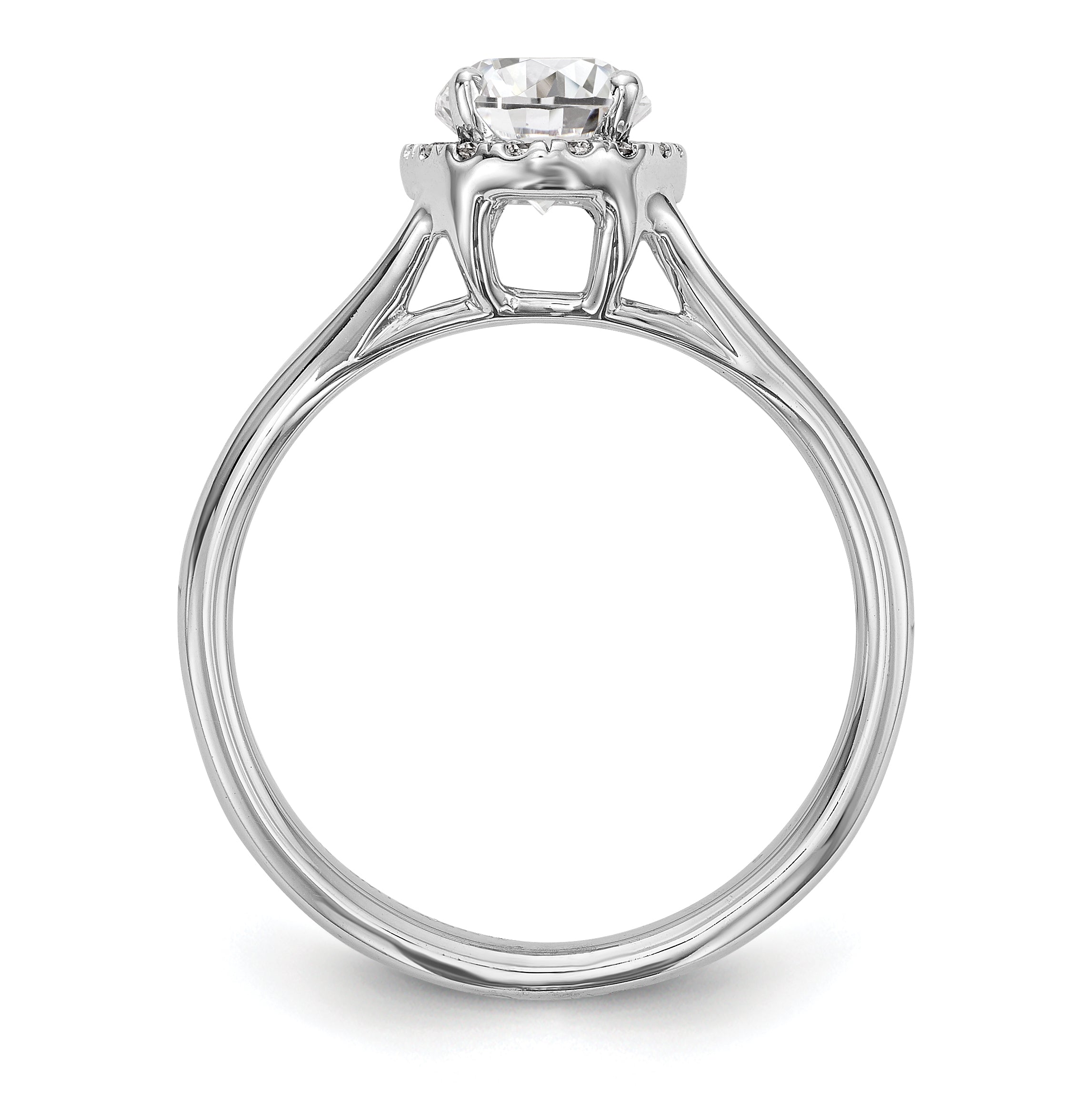 0.50ct. CZ Solid Real 14K White Gold Oval Halo Split Shank Engagement Ring