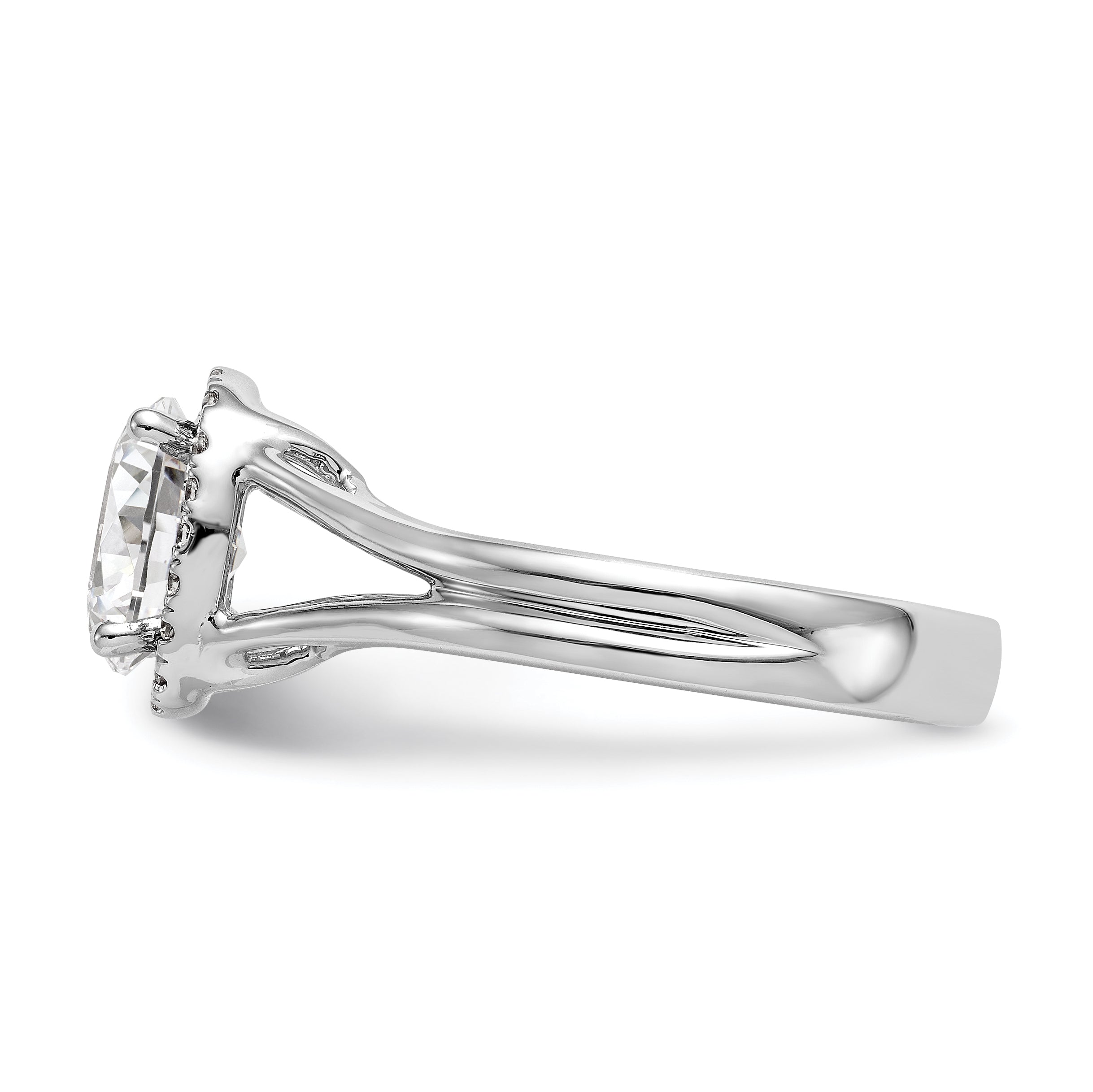 0.25ct. CZ Solid Real 14K White Gold Oval Halo Split Shank Engagement Ring