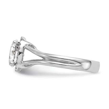0.25ct. CZ Solid Real 14K White Gold Oval Halo Split Shank Engagement Ring
