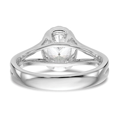0.50ct. CZ Solid Real 14K White Gold Oval Halo Split Shank Engagement Ring