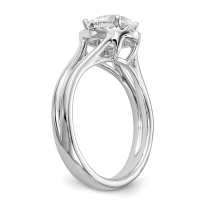 0.50ct. CZ Solid Real 14K White Gold Oval Halo Split Shank Engagement Ring