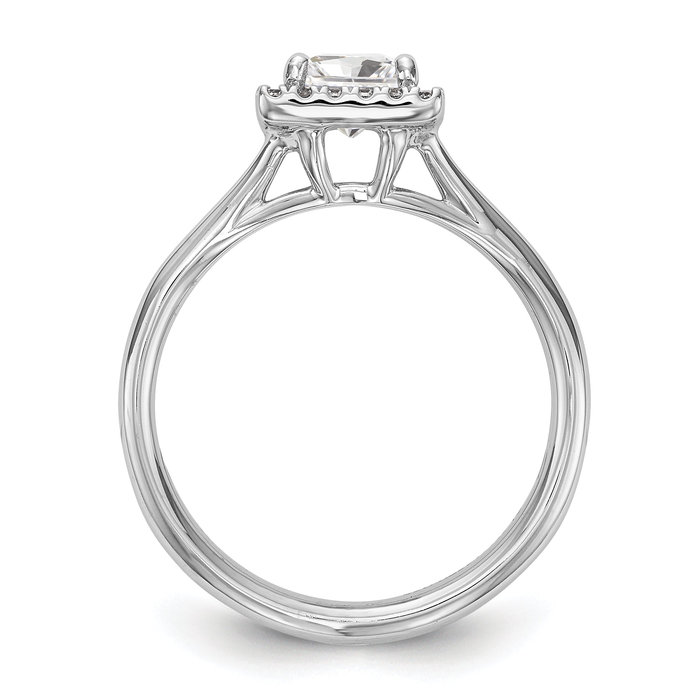 0.25ct. CZ Solid Real 14K White Gold Princess Halo Split Shank Engagement Ring