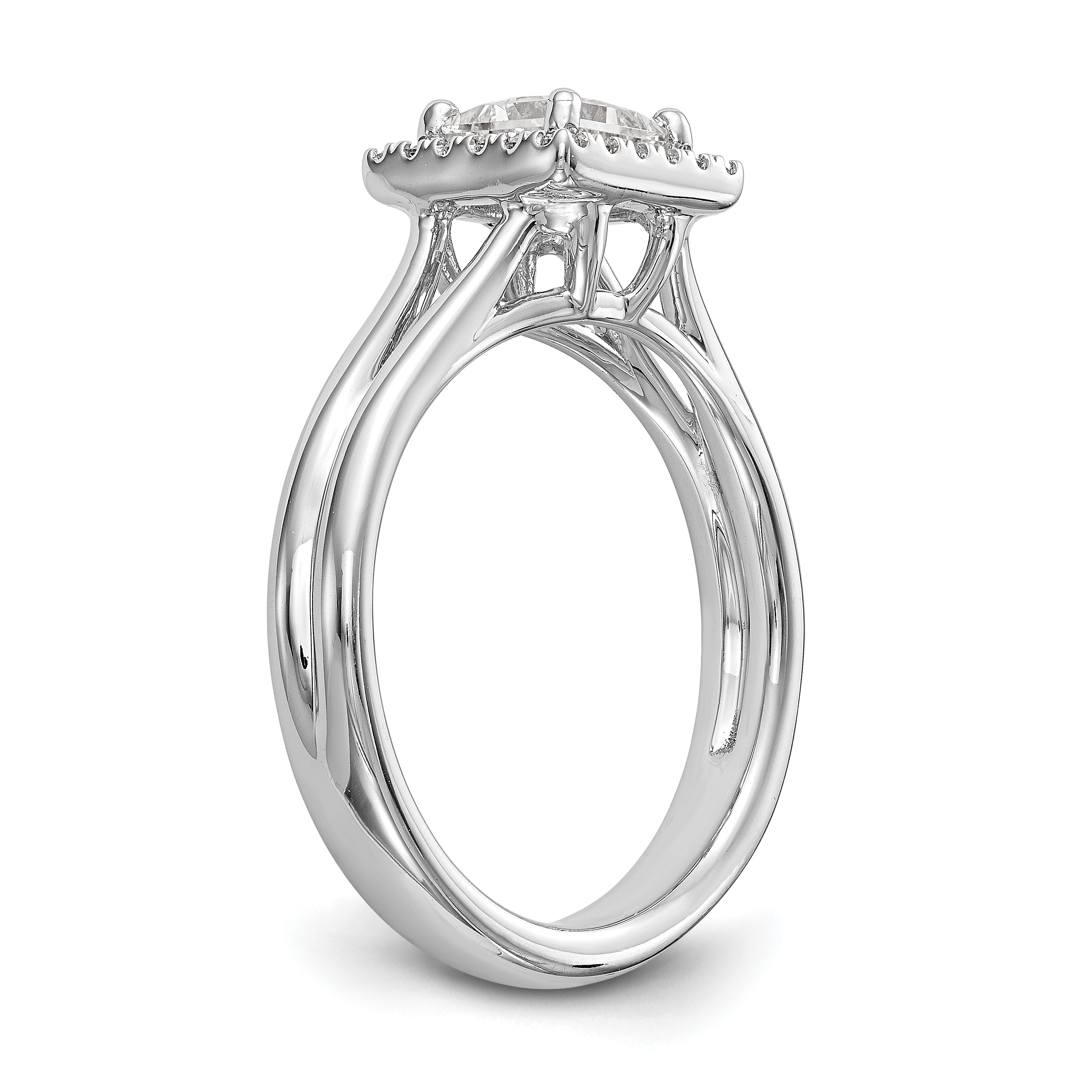0.25ct. CZ Solid Real 14K White Gold Princess Halo Split Shank Engagement Ring