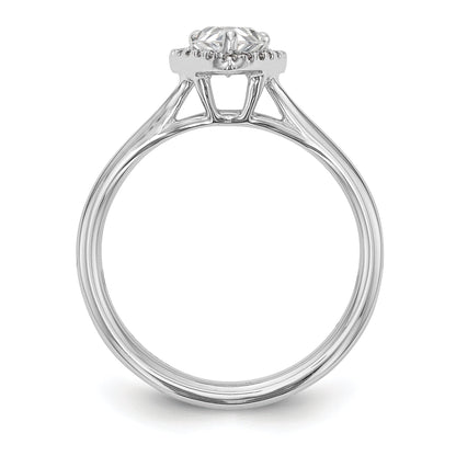 0.25ct. CZ Solid Real 14K White Gold Pear Halo Split Shank Engagement Ring