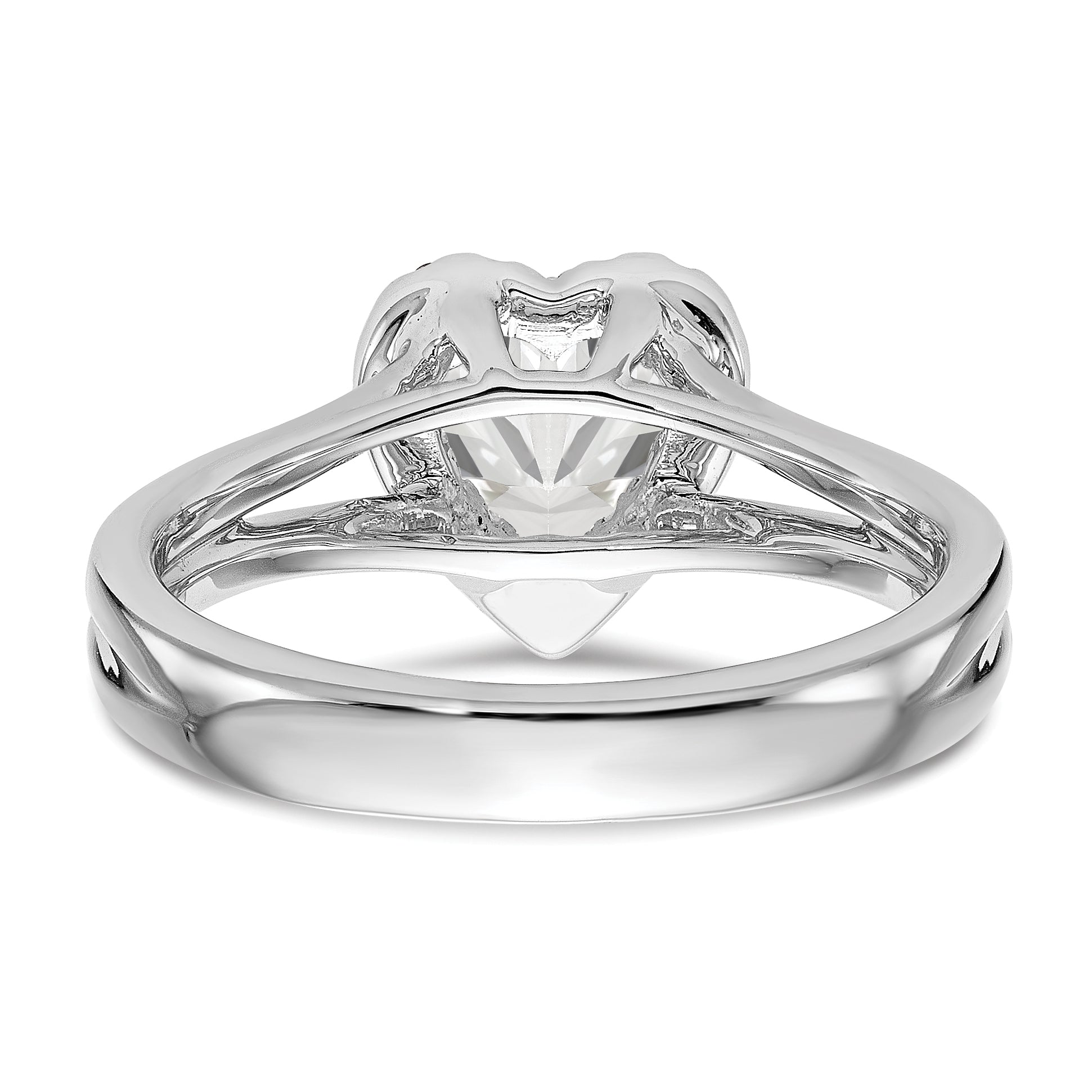 0.75ct. CZ Solid Real 14K White Gold Heart Halo Split Shank Engagement Ring