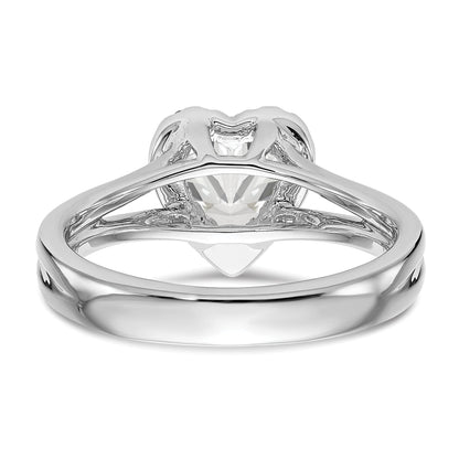 0.75ct. CZ Solid Real 14K White Gold Heart Halo Split Shank Engagement Ring