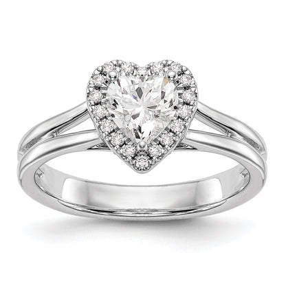 0.75ct. CZ Solid Real 14K White Gold Heart Halo Split Shank Engagement Ring
