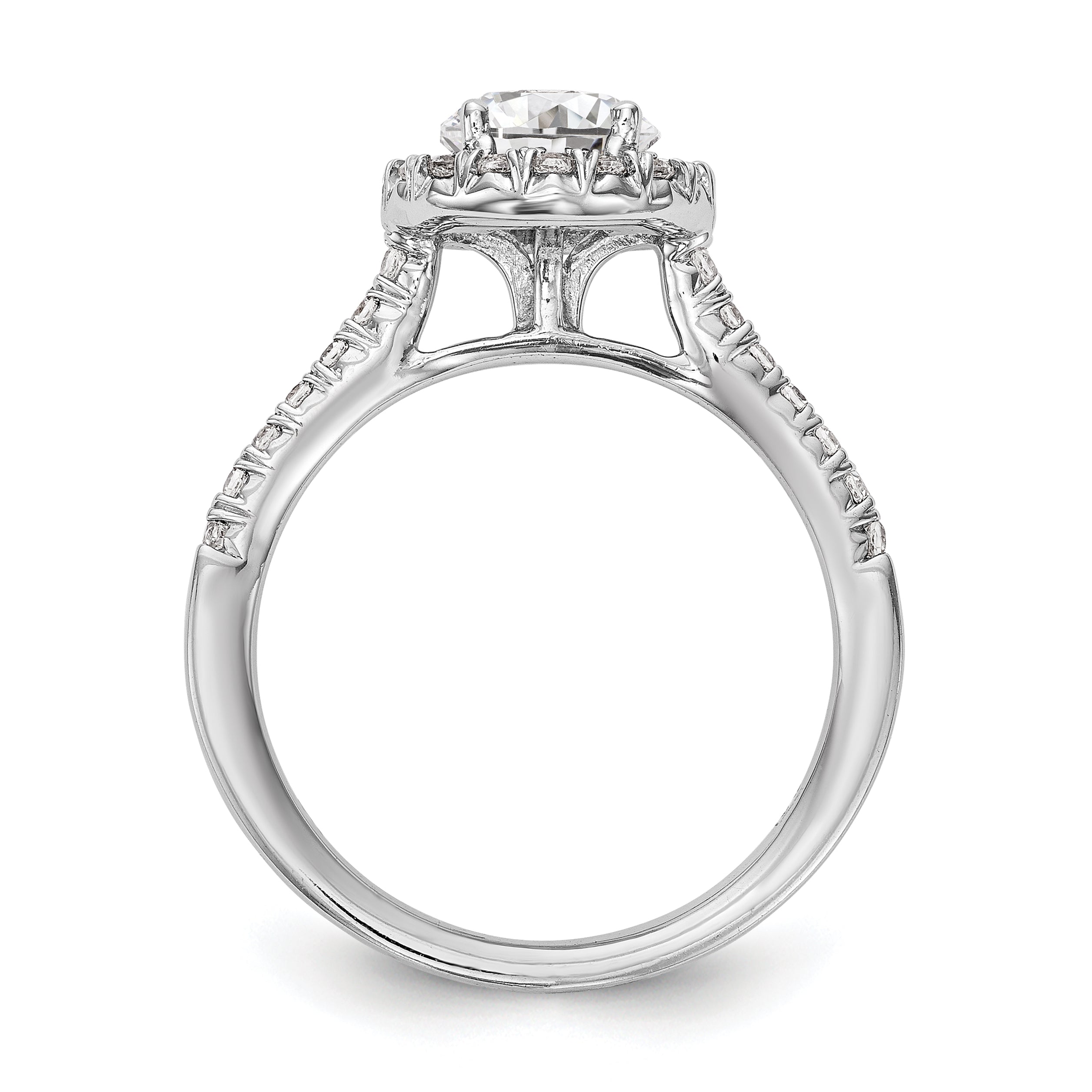 0.37ct. CZ Solid Real 14K White Gold Round Halo Engagement Ring