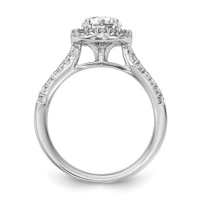 0.37ct. CZ Solid Real 14K White Gold Round Halo Engagement Ring