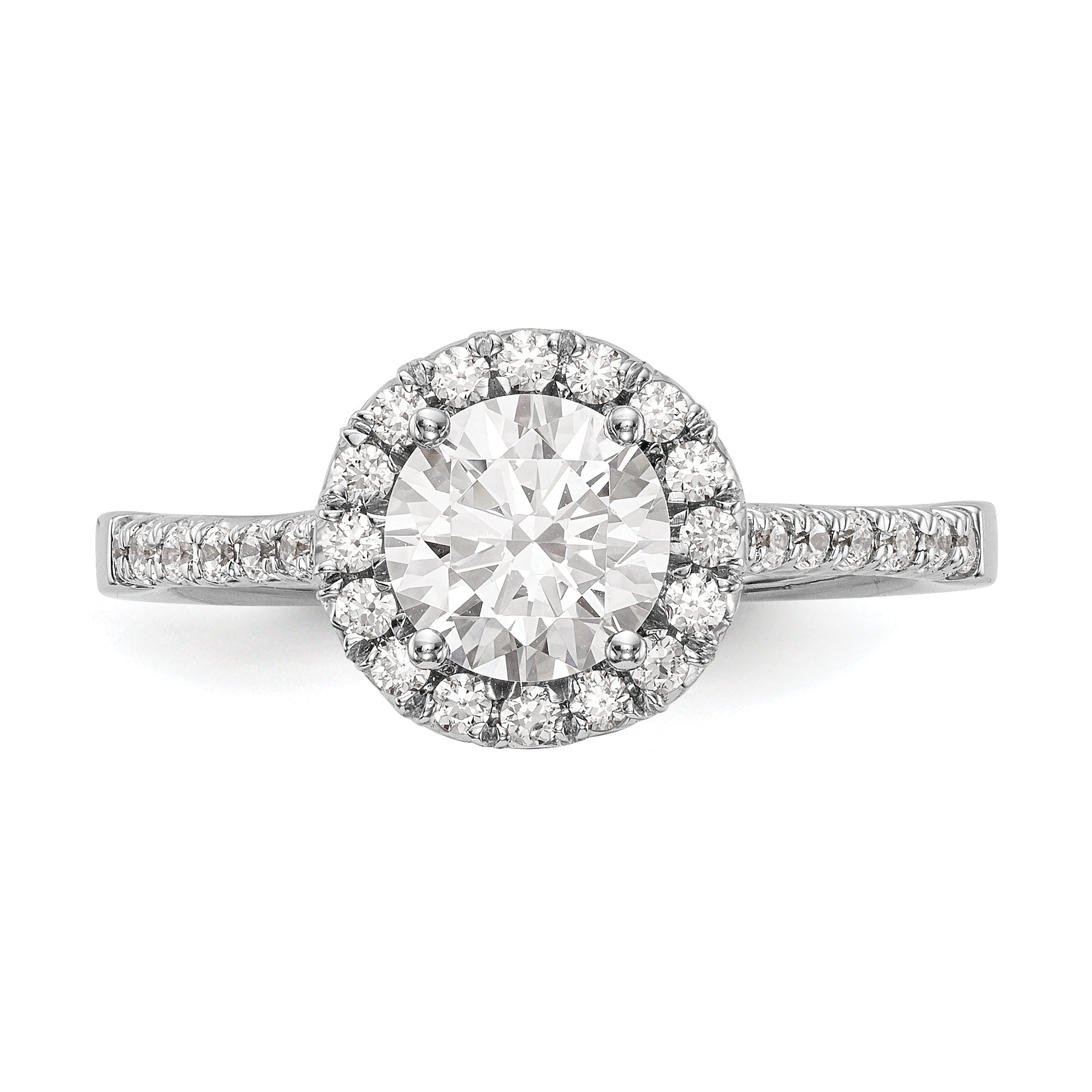 0.37ct. CZ Solid Real 14K White Gold Round Halo Engagement Ring