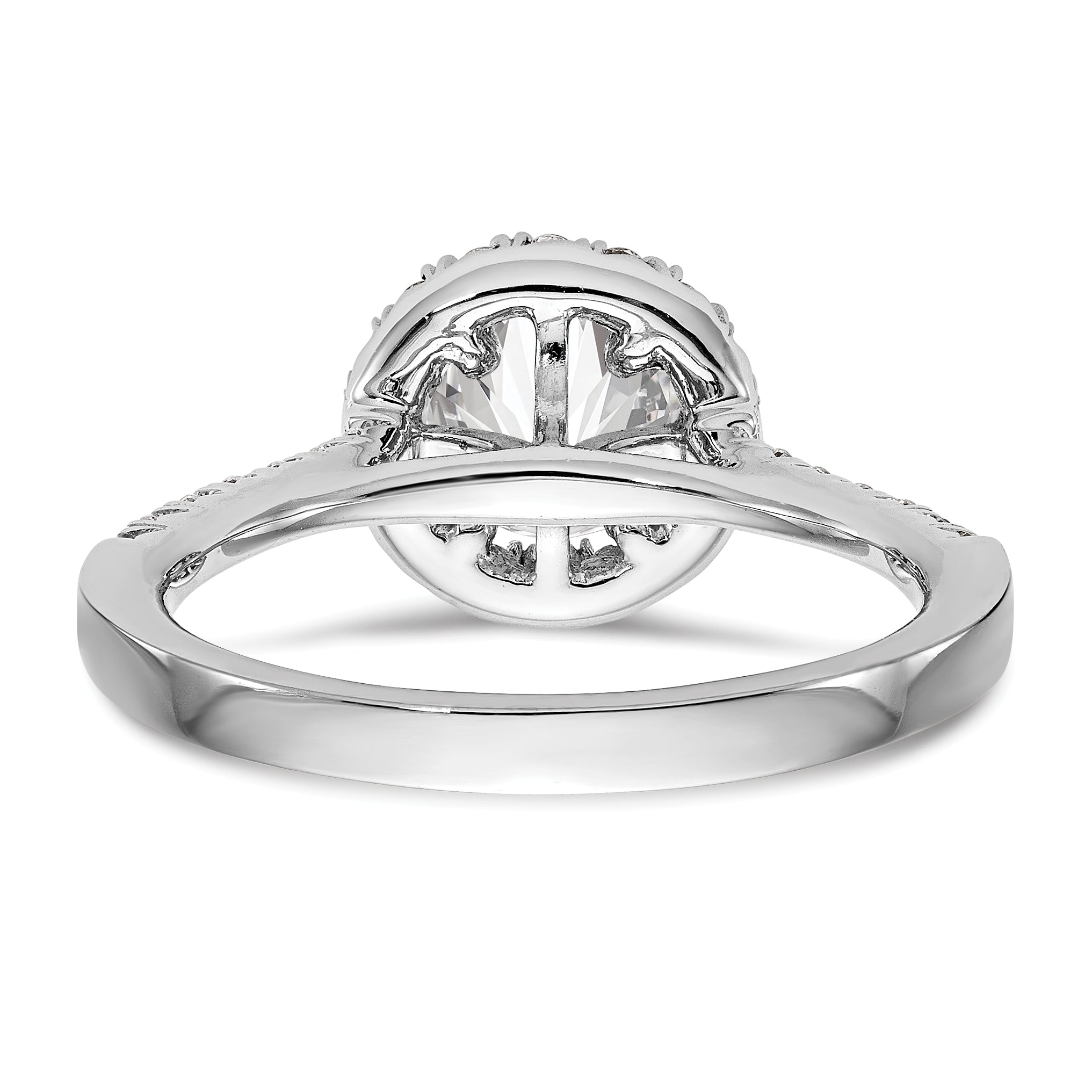 0.37ct. CZ Solid Real 14K White Gold Round Halo Engagement Ring