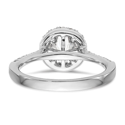 0.37ct. CZ Solid Real 14K White Gold Round Halo Engagement Ring