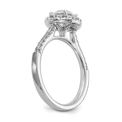 0.37ct. CZ Solid Real 14K White Gold Round Halo Engagement Ring