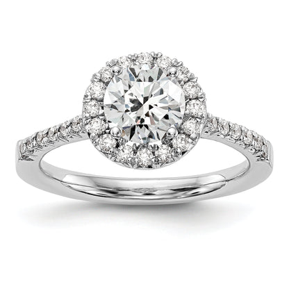 0.37ct. CZ Solid Real 14K White Gold Round Halo Engagement Ring