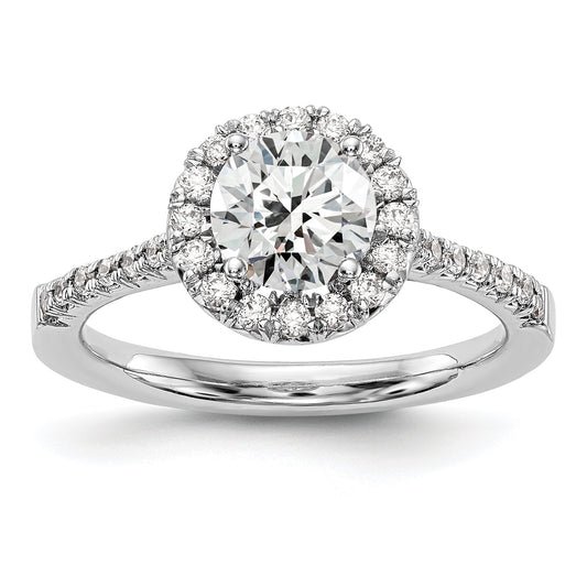0.37ct. CZ Solid Real 14K White Gold Round Halo Engagement Ring