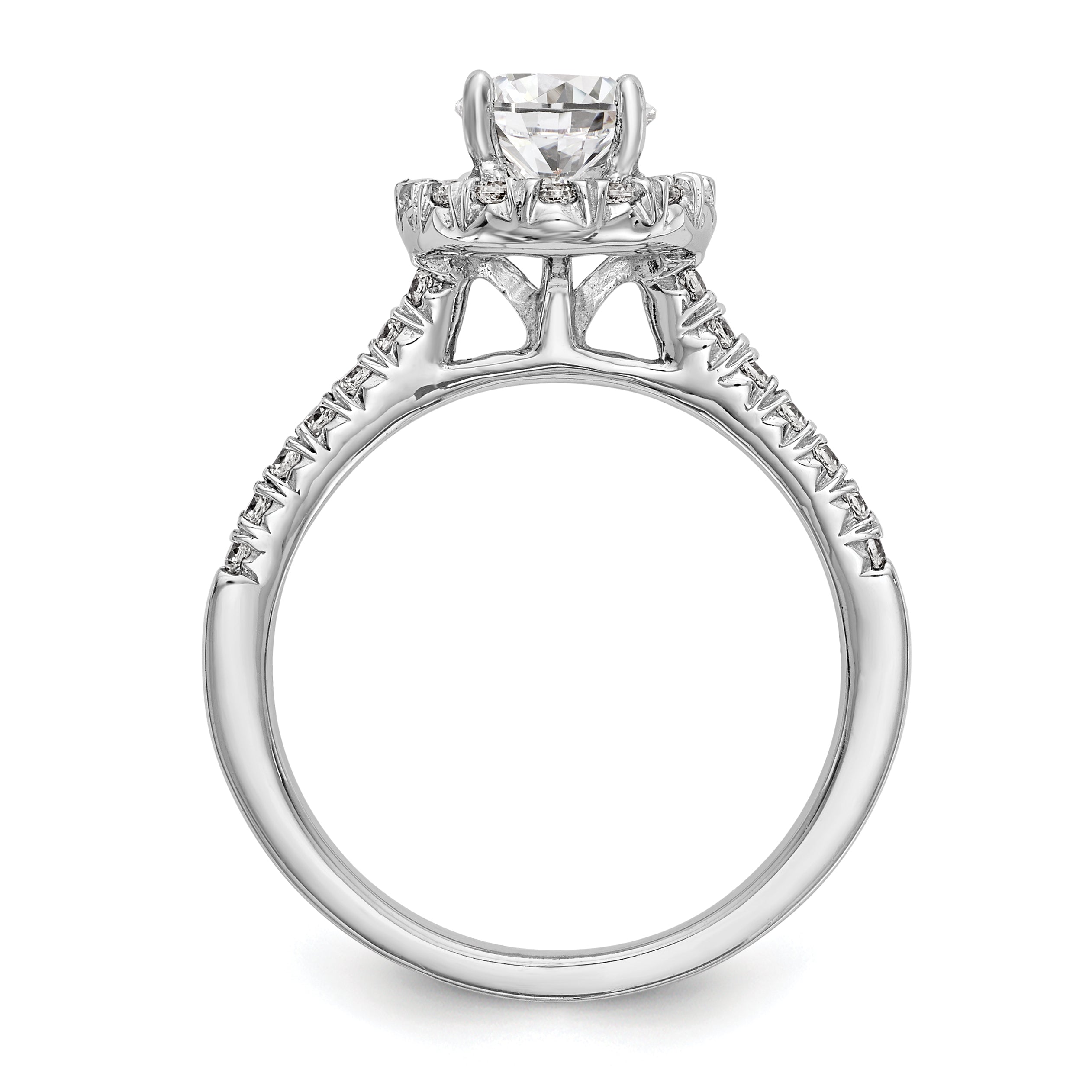 0.75ct. CZ Solid Real 14K White Gold Oval Halo Engagement Ring