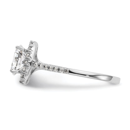 0.37ct. CZ Solid Real 14K White Gold Oval Halo Engagement Ring