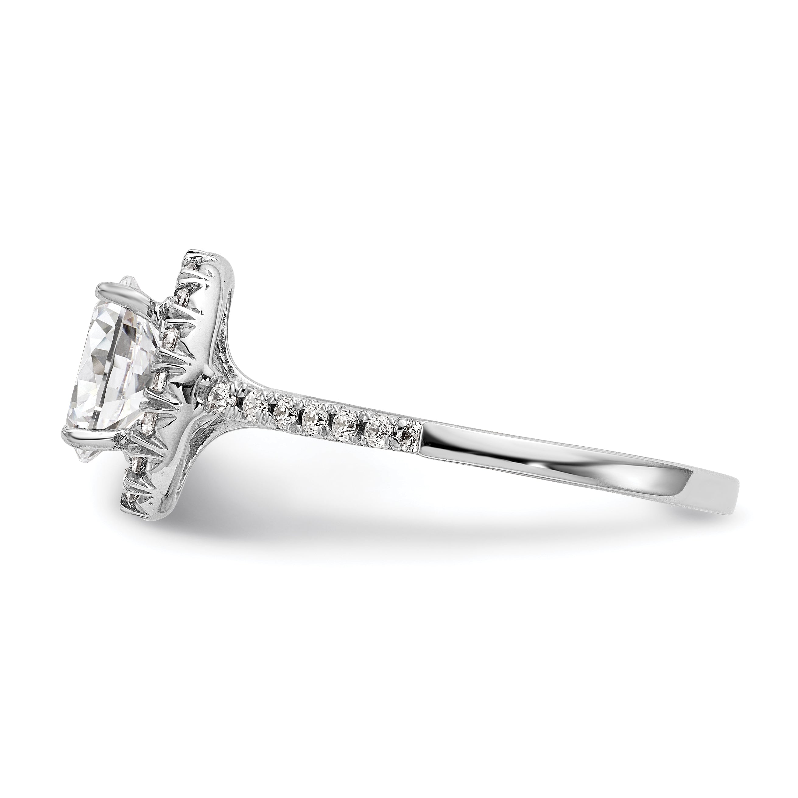 0.75ct. CZ Solid Real 14K White Gold Oval Halo Engagement Ring