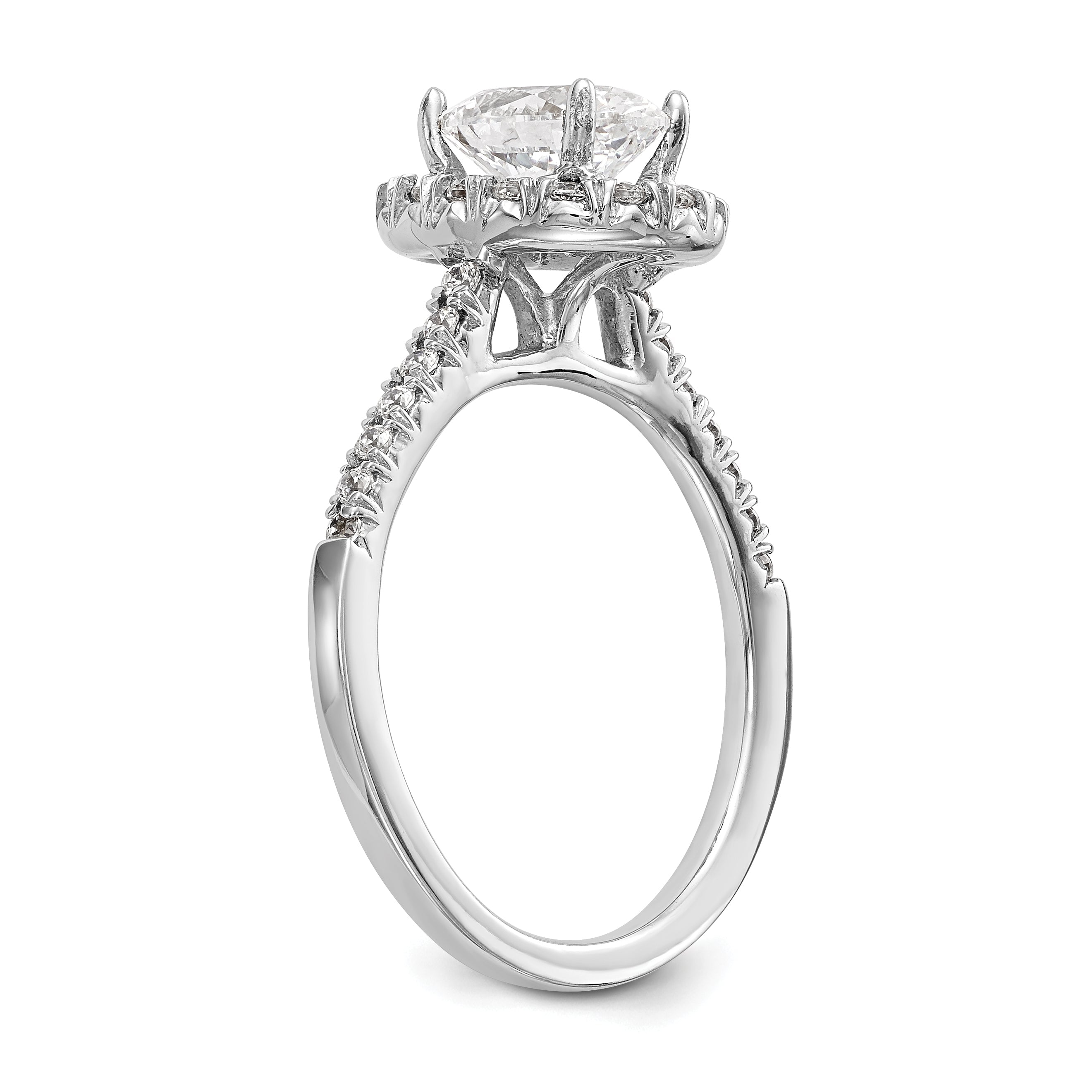 0.75ct. CZ Solid Real 14K White Gold Oval Halo Engagement Ring