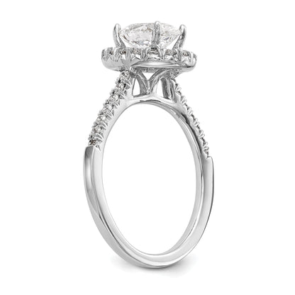 0.75ct. CZ Solid Real 14K White Gold Oval Halo Engagement Ring