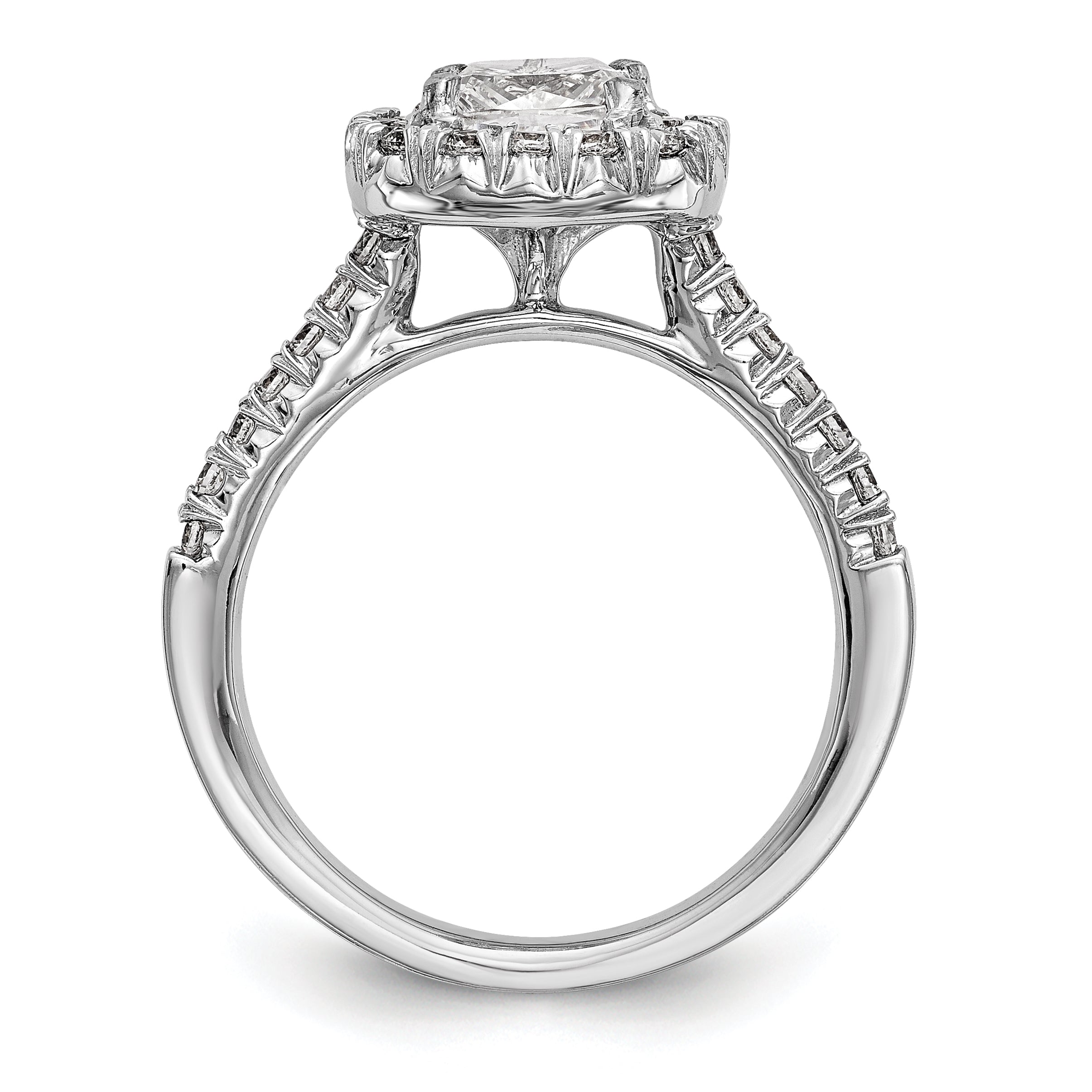 0.37ct. CZ Solid Real 14K White Gold Cushion Halo Engagement Ring