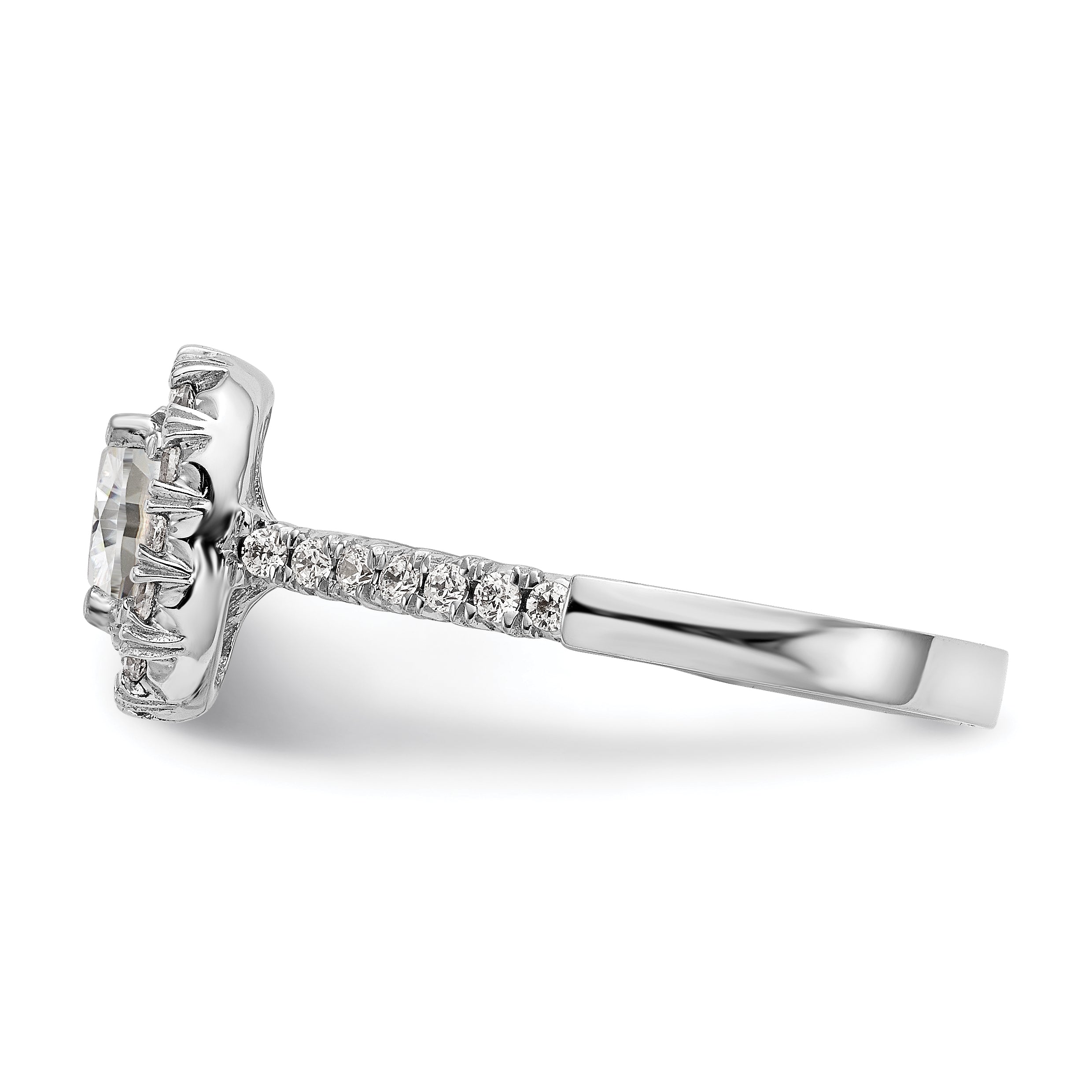 0.37ct. CZ Solid Real 14K White Gold Cushion Halo Engagement Ring