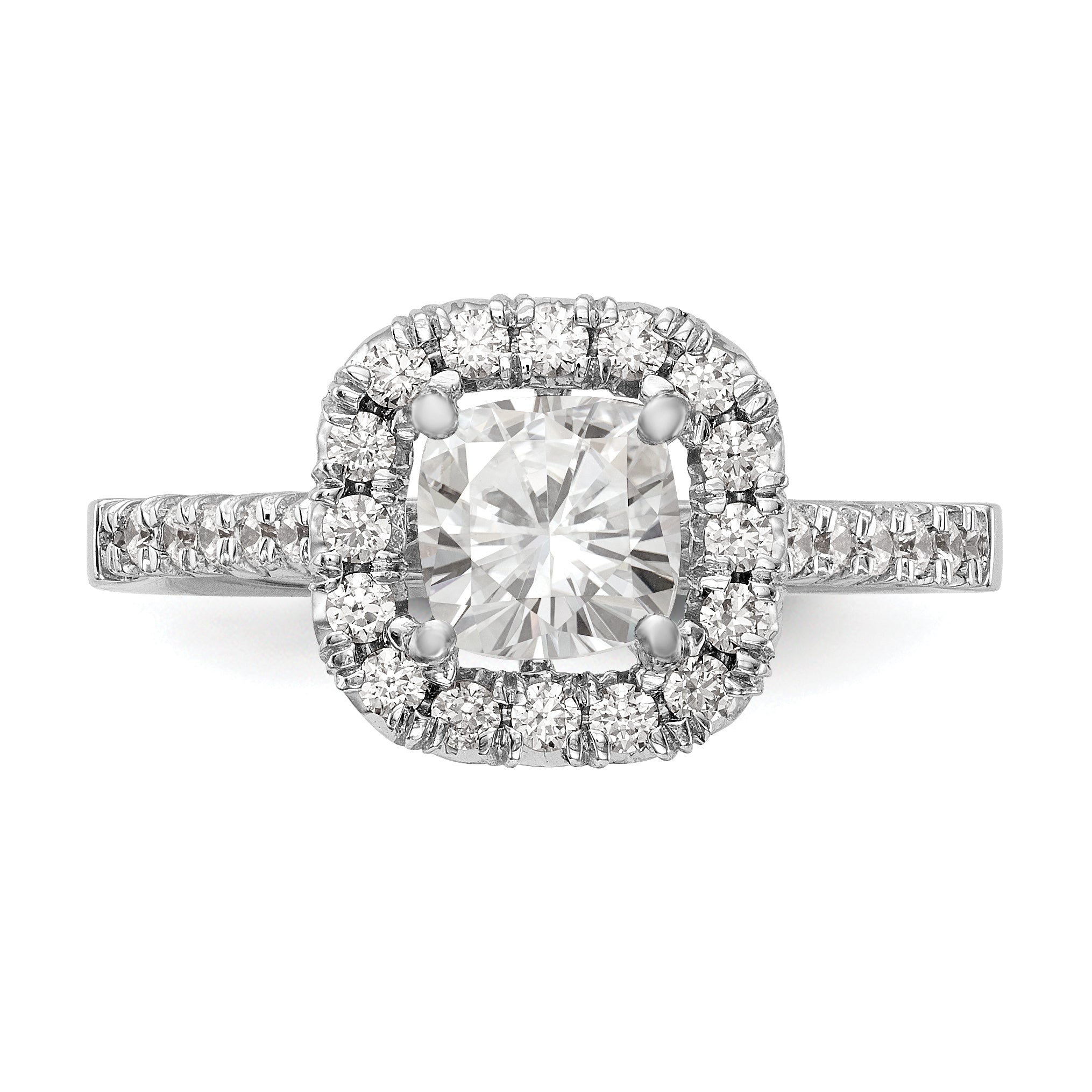 0.37ct. CZ Solid Real 14K White Gold Cushion Halo Engagement Ring