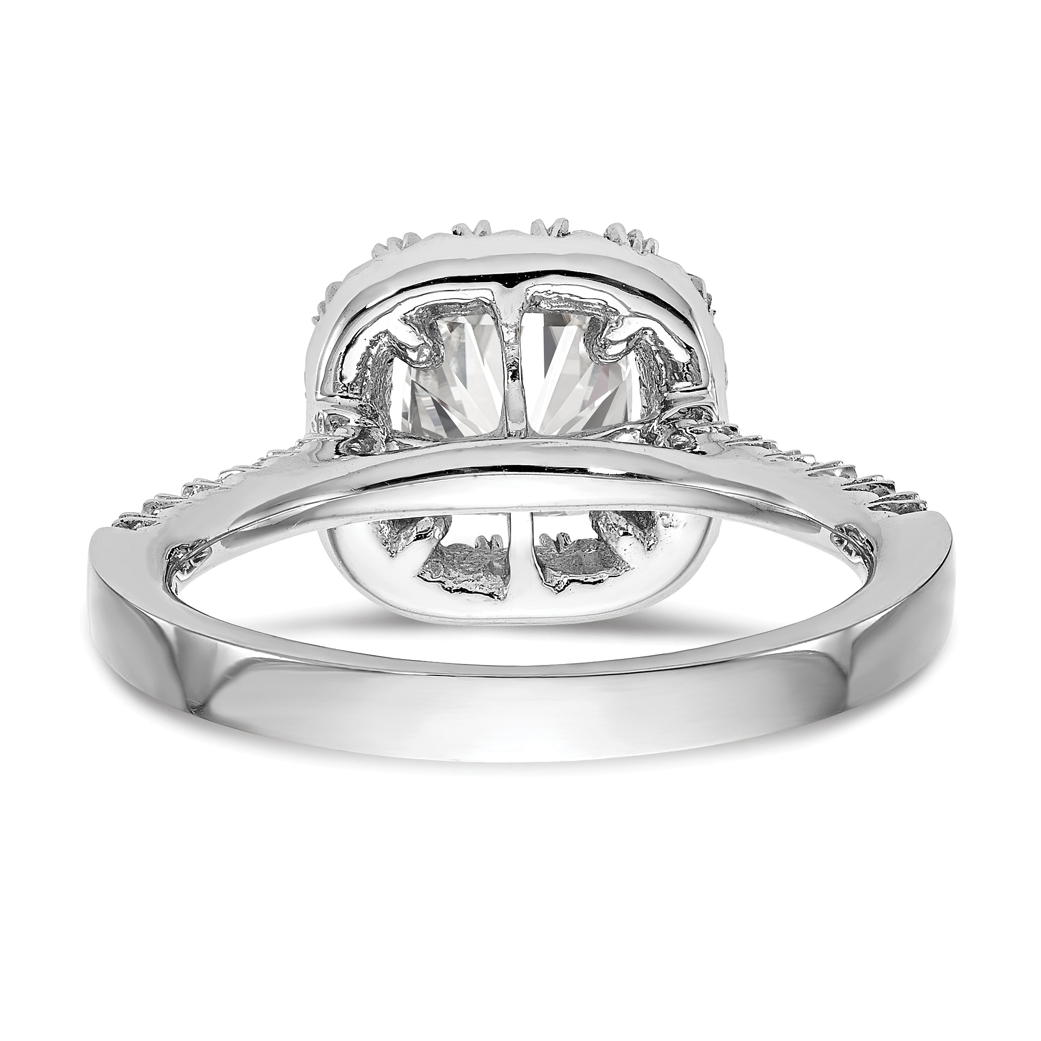 0.37ct. CZ Solid Real 14K White Gold Cushion Halo Engagement Ring
